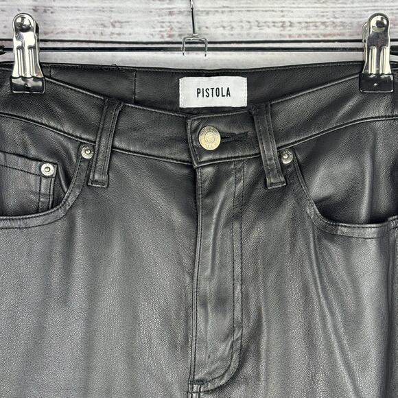 PISTOLA Lennon High Rise Cropped Boot Pant Vegan Faux Leather Size 26 Revolve - Picture 3 of 12